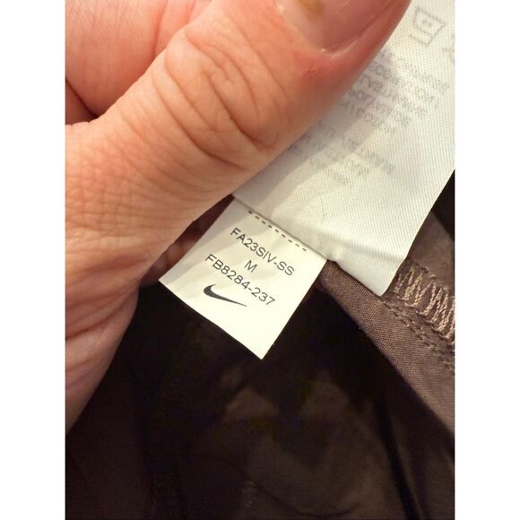 Nike Active Brown High-Rise Wide Leg Drawstring Woven Track Pants Size Medium - Picture 6 of 6